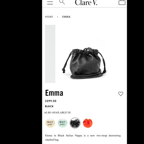 Clare V. Emma black lambskin drawstring crossbody - Picture 2 of 9